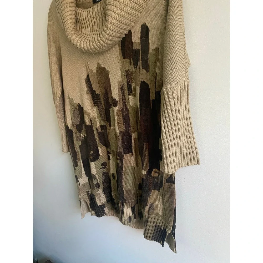 Wearable Art! Nie + Zoe Abstract Cowl Neck Sweater size M - Picture 5 of 9